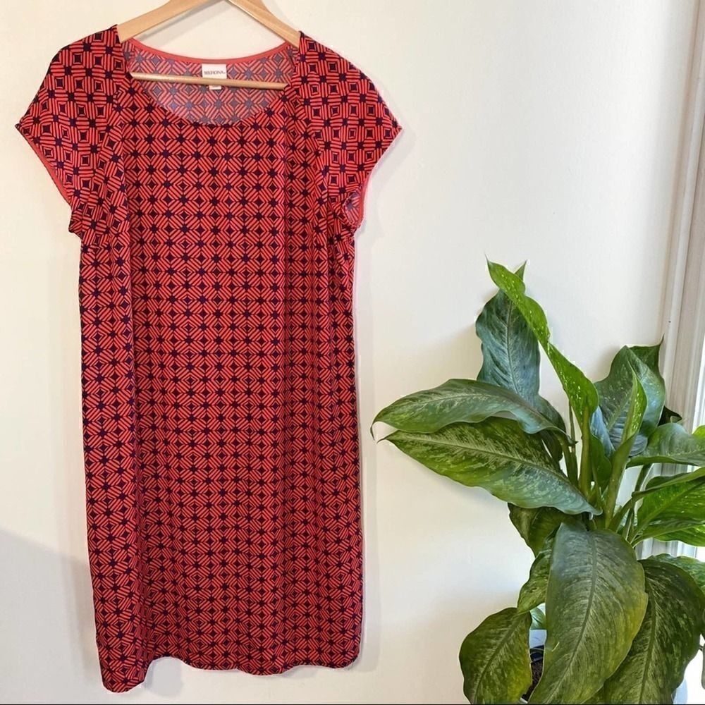 Merona red/black geometric patterned dress‎